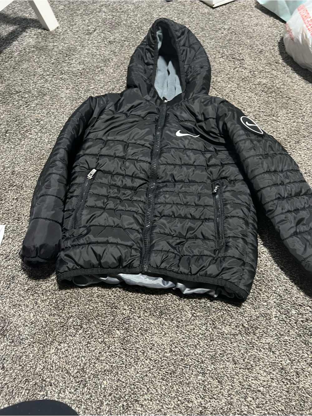 Nike Boys Black Quilted Hooded Puffer Jacket